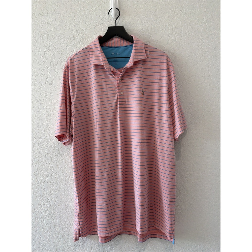 Johnnie-O Golf Polo Pink Blue Stripes Men's Size Xl